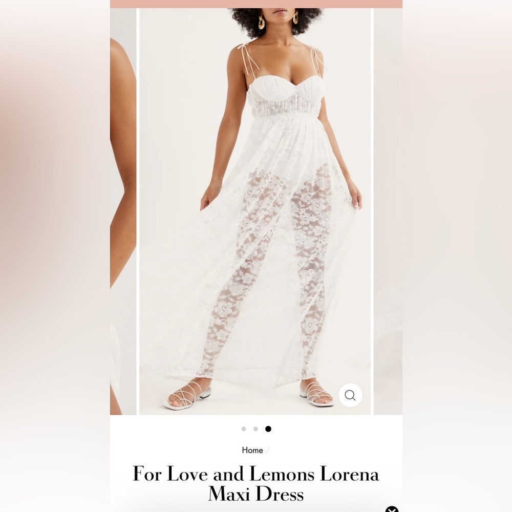 For Love and Lemons Lorena White Lace Maxi Dress